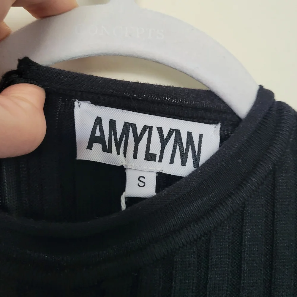 AMYLYNN The Bae Wide Leg Fitted Knit Jumpsuit in Black - Picture 9 of 12